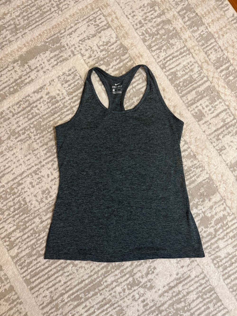 Nike Women's Dark Gray Racerback Dri-FIT Tank Top - Size Medium